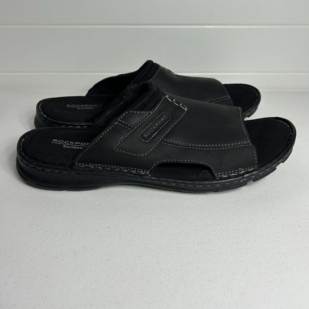 Rockport Men's Darwyn Slide 2 Sandals Size 11 Black Trutech Comfort Shoes